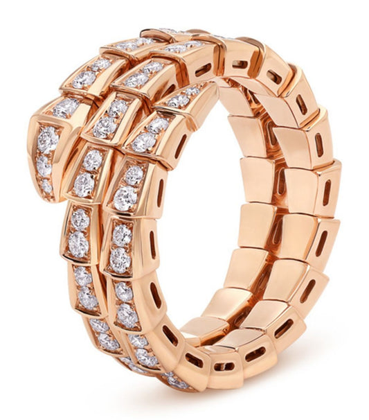 [Everoly JW]SERPENTI RING PINK GOLD DIAMOND DOUBLE ROW