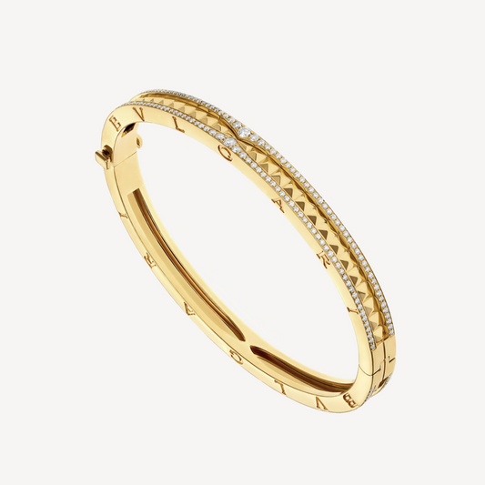 [Everoly JW]ZERO 1 SPIRAL AND PAVED DIAMOND GOLD BRACELET