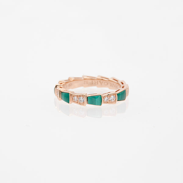 [Everoly JW]SERPENTI RING PINK GOLD MALACHITE DIAMOND 3MM