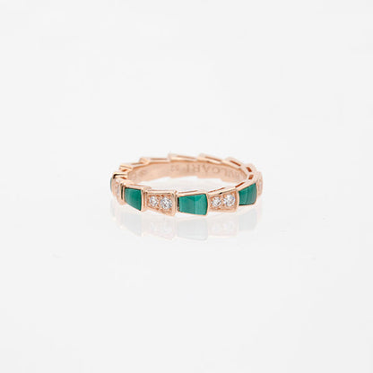 [Everoly JW]SERPENTI RING PINK GOLD MALACHITE DIAMOND 3MM