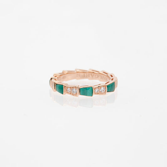 [Everoly JW]SERPENTI RING PINK GOLD MALACHITE DIAMOND 3MM
