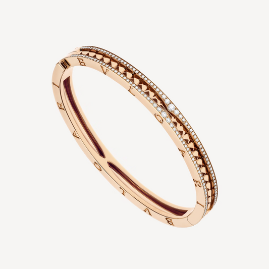 [Everoly JW]ZERO 1 SPIRAL AND PAVED DIAMOND PINK GOLD BRACELET