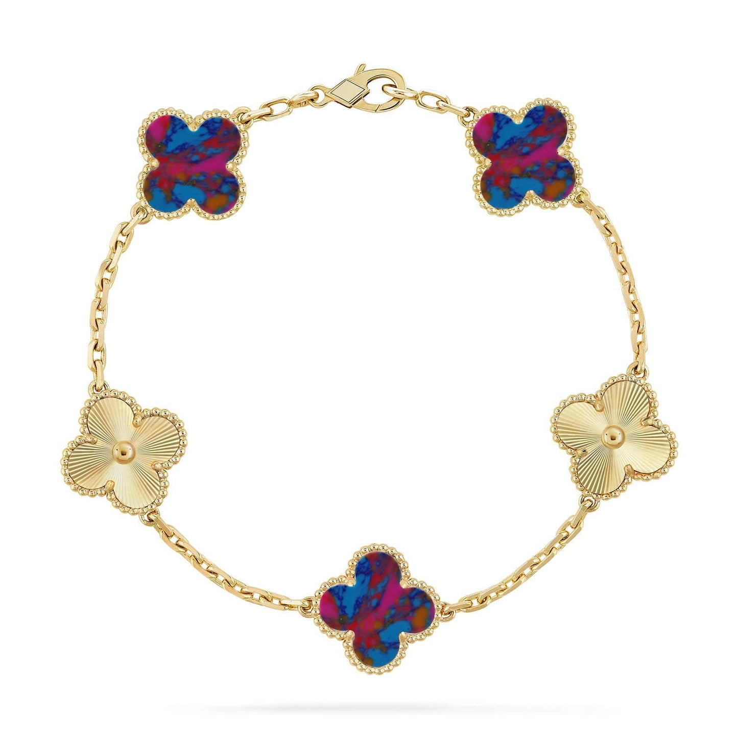 [Everoly JW] CLOVER 5 MOTIF COLOR GEMSTONES BRACELET COLLECTION