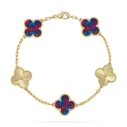 [Everoly JW] CLOVER 5 MOTIF COLOR GEMSTONES BRACELET COLLECTION