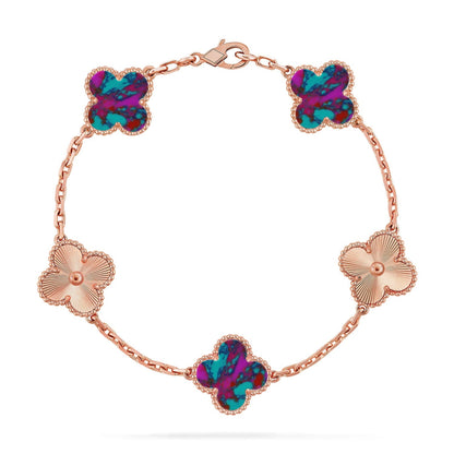 [Everoly JW] CLOVER 5 MOTIF COLOR GEMSTONES BRACELET COLLECTION