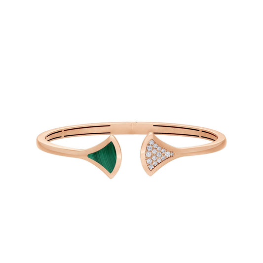 [Everoly JW]DREAM BRACELET OPEN MALACHITE PINK GOLD