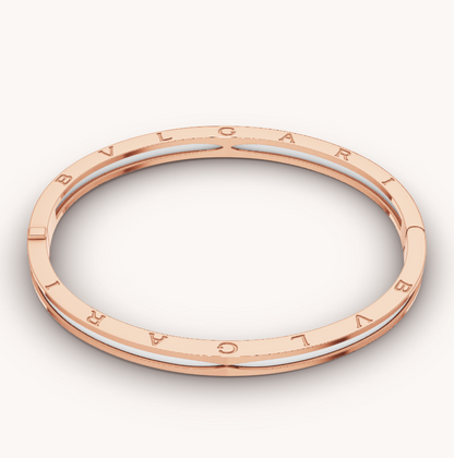 [Everoly JW]ZERO 1 ピンクゴールド ホワイトセラミックブレスレット