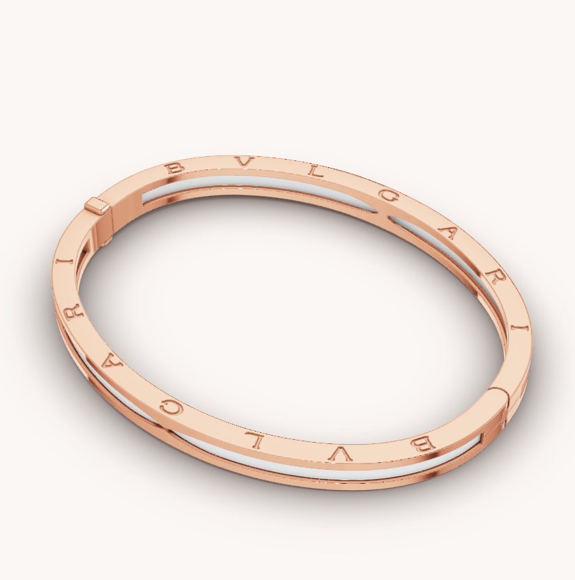 [Everoly JW]ZERO 1 ピンクゴールド ホワイトセラミックブレスレット