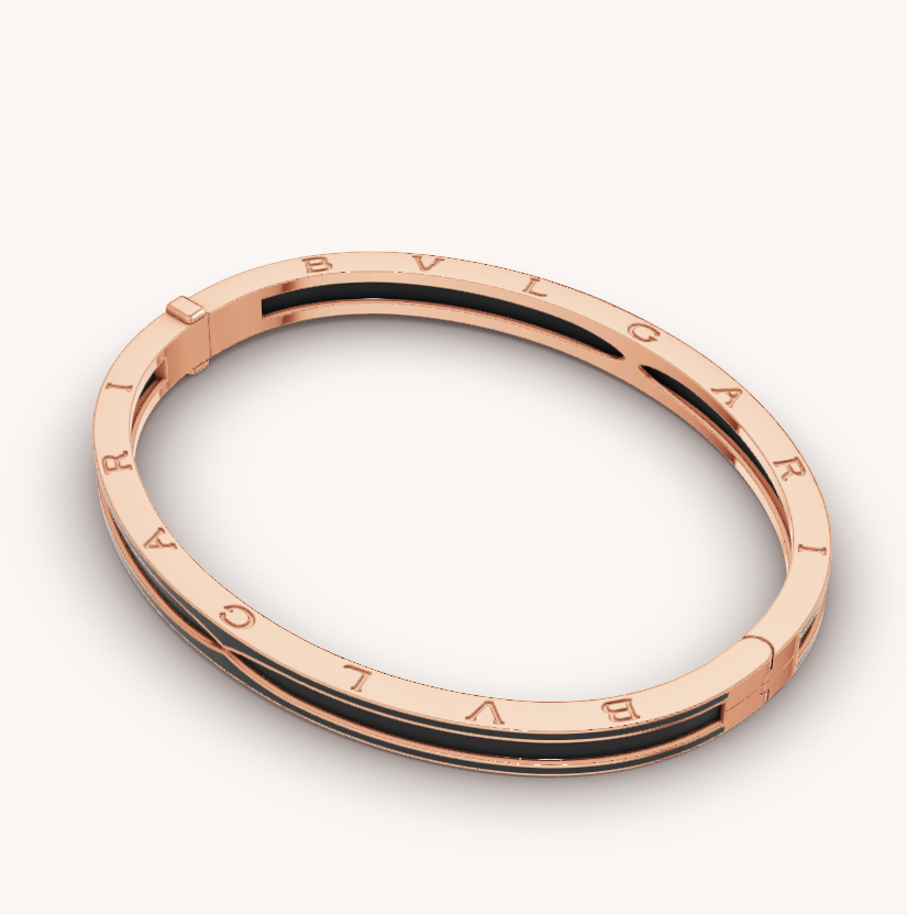 [Everoly JW]ZERO 1 ピンクゴールド マットブラックセラミックブレスレット