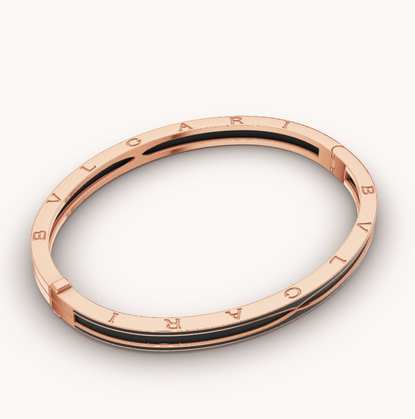 [Everoly JW]ZERO 1 ピンクゴールド マットブラックセラミックブレスレット