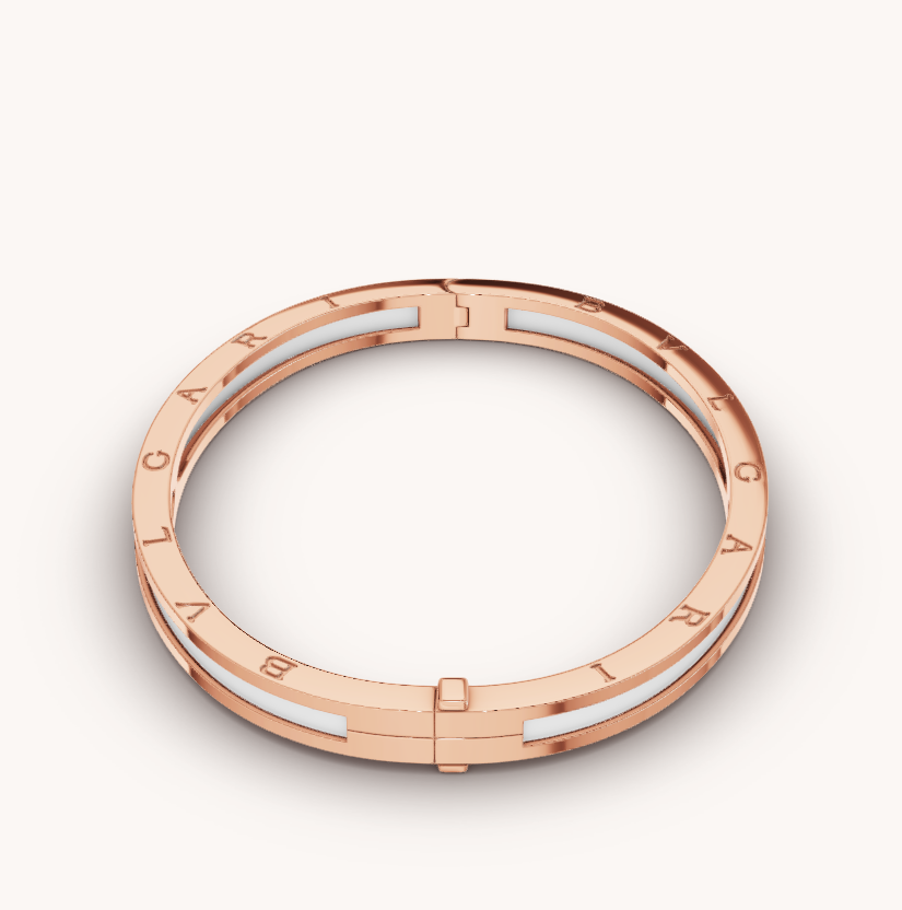 [Everoly JW]ZERO 1 ピンクゴールド ホワイトセラミックブレスレット