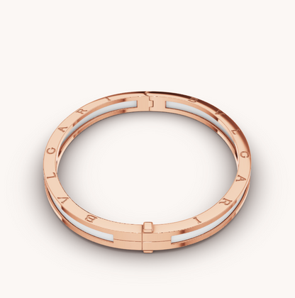 [Everoly JW]ZERO 1 ピンクゴールド ホワイトセラミックブレスレット