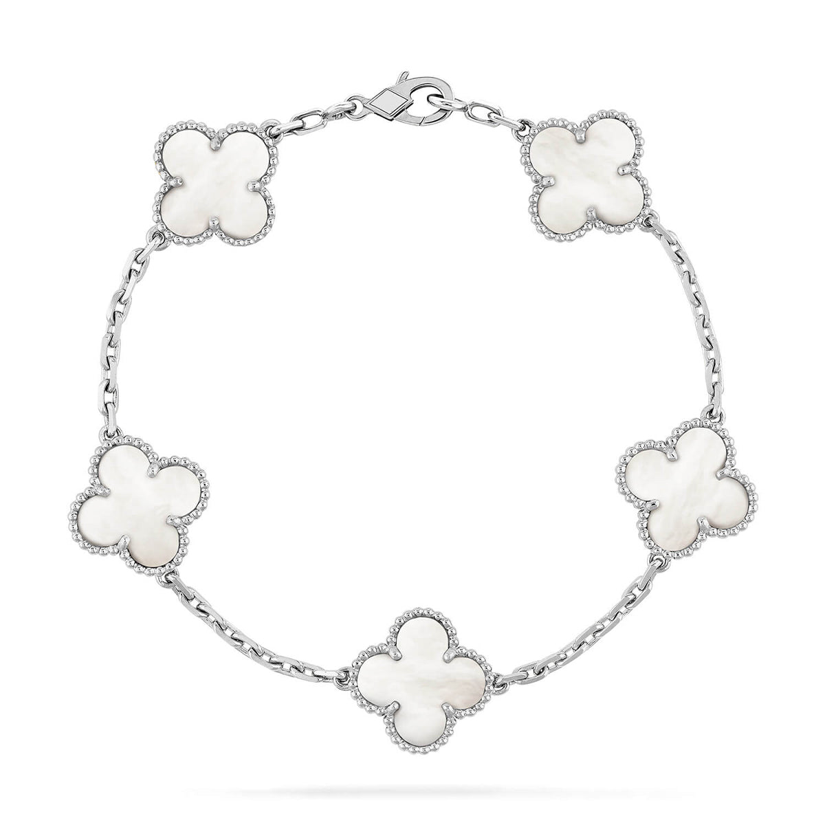 [Everoly JW] CLOVER WHITE PEARL MOP 5 MOTIF BRACELET COLLECTION