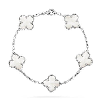 [Everoly JW] CLOVER WHITE PEARL MOP 5 MOTIF BRACELET COLLECTION