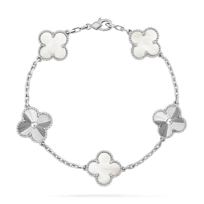 [Everoly JW] CLOVER WHITE PEARL MOP 5 MOTIF BRACELET COLLECTION
