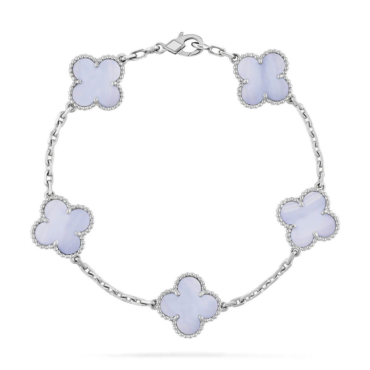 [Everoly JW]  CLOVER 5 MOTIF PURPLE CHALCEDONY BRACELET COLLECTION