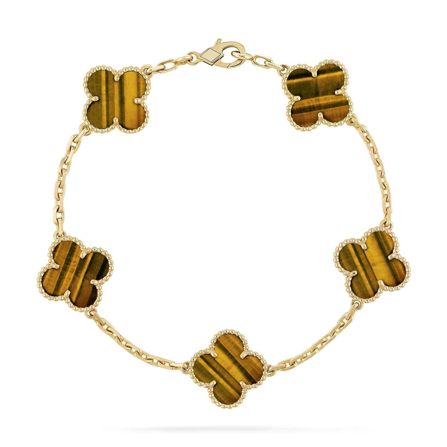 [Everoly JW]CLOVER  5 MOTIFS TIGER EYE BRACELET
