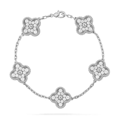 [Everoly JW]クローバー 5モチーフ ダイヤモンド ブレスレット シルバー