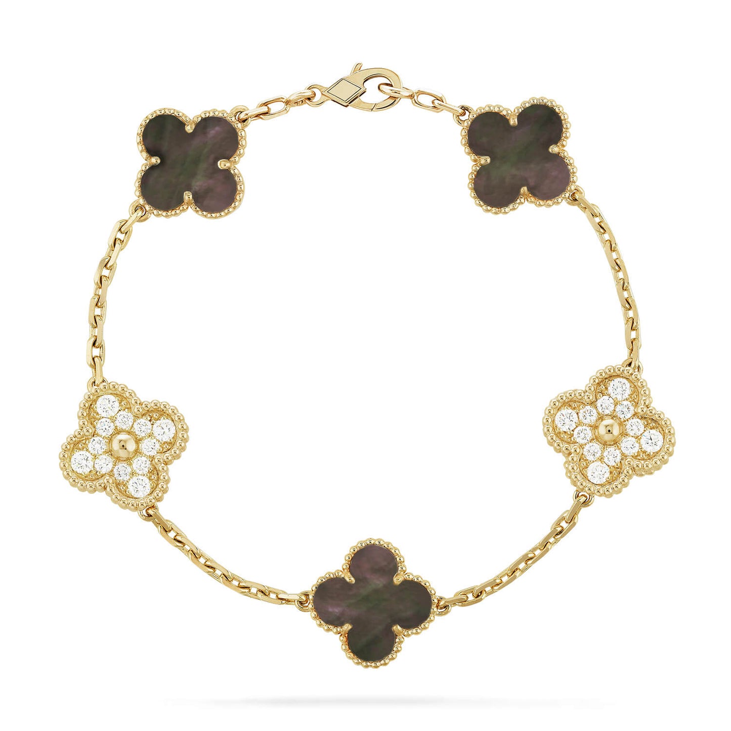 [Everoly JW]CLOVER 5 MOTIF GRAY MOP DIAMOND BRACELET