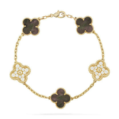 [Everoly JW]CLOVER 5 MOTIF GRAY MOP DIAMOND BRACELET