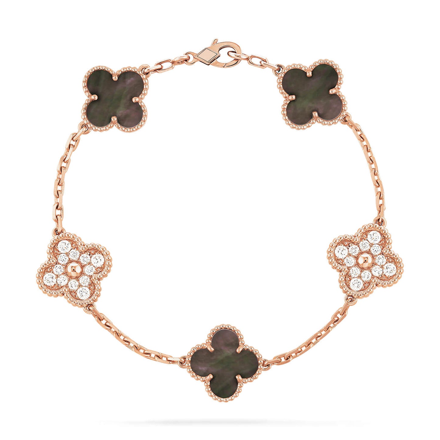 [Everoly JW]CLOVER 5 MOTIF GRAY MOP DIAMOND BRACELET