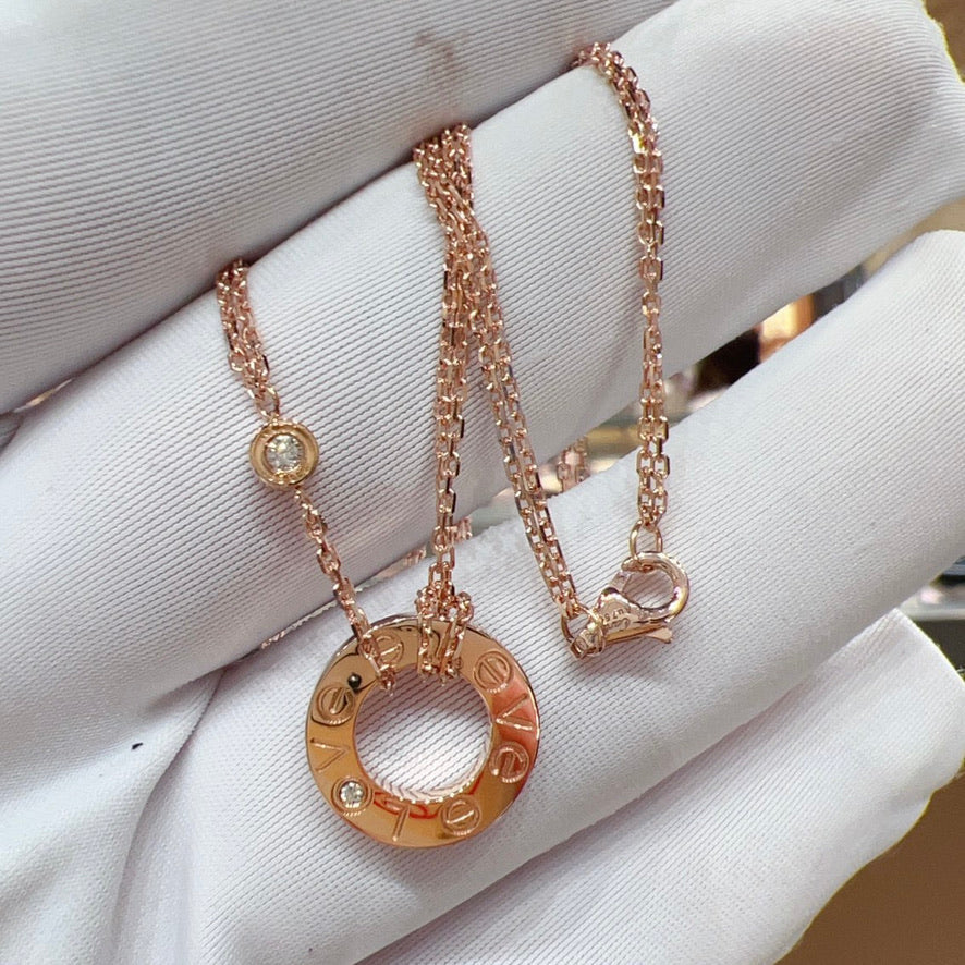 [Everoly JW]LOVE NECKLACE 16MM 2 DIAMONDS