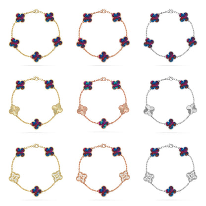 [Everoly JW] CLOVER 5 MOTIF COLOR GEMSTONES BRACELET COLLECTION