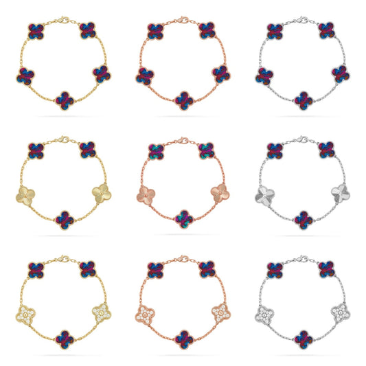 [Everoly JW] CLOVER 5 MOTIF COLOR GEMSTONES BRACELET COLLECTION