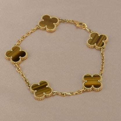 [Everoly JW]CLOVER  5 MOTIFS TIGER EYE BRACELET