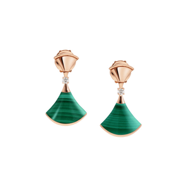 [Everoly JW]DREAM MALACHITE PINK GOLD EARRINGS