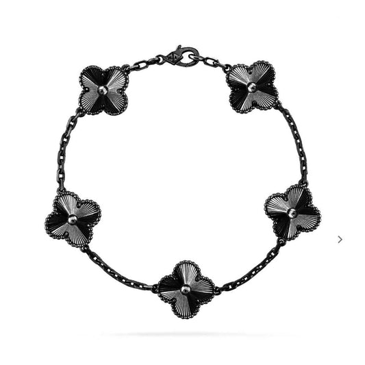 [Everoly JW] CLOVER 5 MOTIF BLACK BRACELET