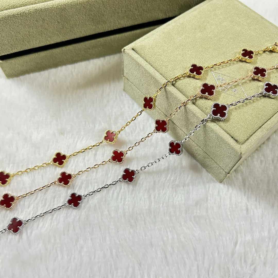 [Everoly JW]CLOVER 6 MOTIF RED AGATE BRACELET