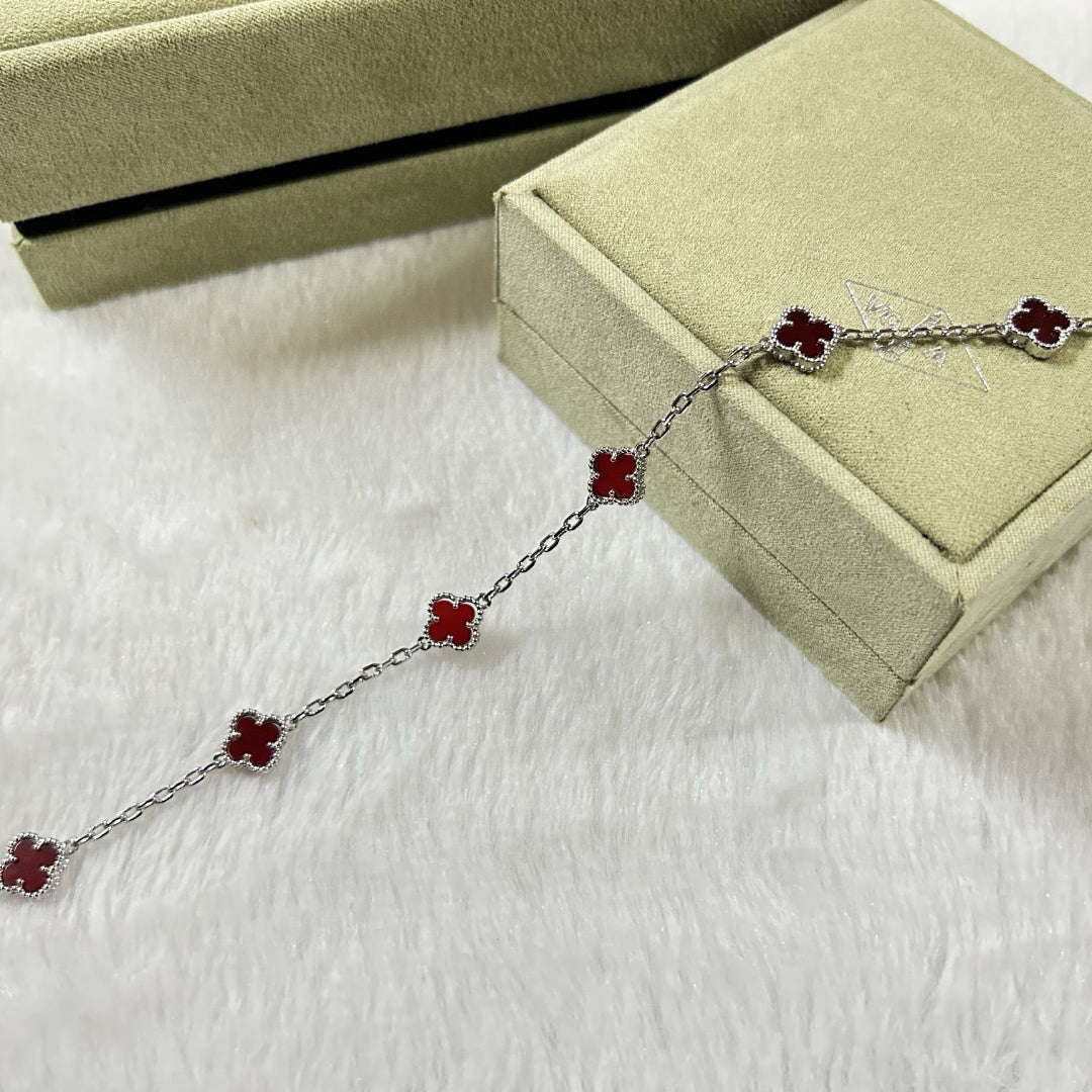 [Everoly JW]CLOVER 6 MOTIF RED AGATE BRACELET