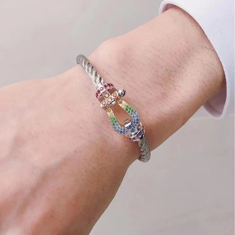 [Everoly JW]FORC ラージホースシューカラーダイヤモンドブレスレット シルバー