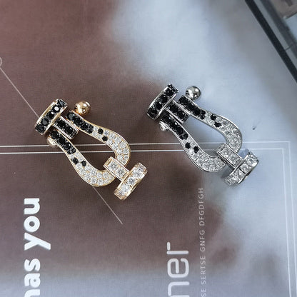 [Everoly JW]FORCE LARGE HORSESHOE BLACK WHITE DIAMOND BRACELET ROSE GOLD