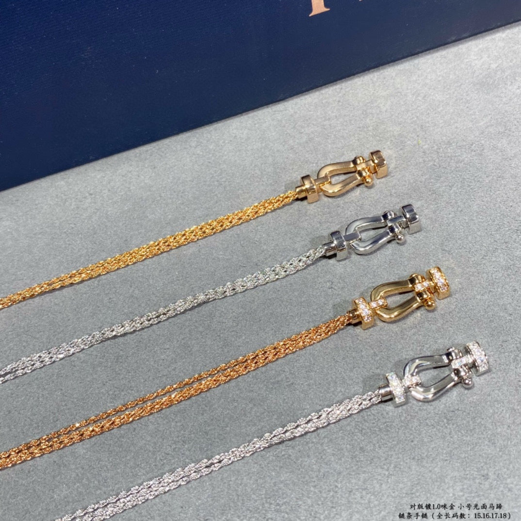 [Everoly JW]フォース スモールホースシュー ダイヤモンドチェーンロープブレスレット