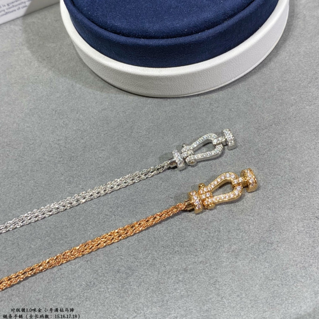 [Everoly JW]フォース スモールホースシュー ダイヤモンドチェーンロープブレスレット
