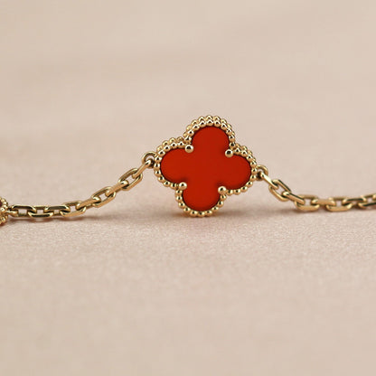 [Everoly JW]CLOVER 5 MOTIFS RED AGATE  BRACELET