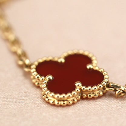 [Everoly JW]CLOVER 5 MOTIFS RED AGATE  BRACELET