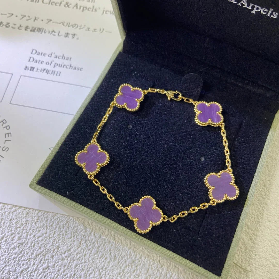 [Everoly JW]  CLOVER 5 MOTIF VIOLET BRACELET COLLECTION
