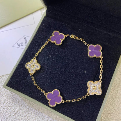 [Everoly JW]  CLOVER 5 MOTIF VIOLET BRACELET COLLECTION