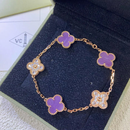 [Everoly JW]  CLOVER 5 MOTIF VIOLET BRACELET COLLECTION