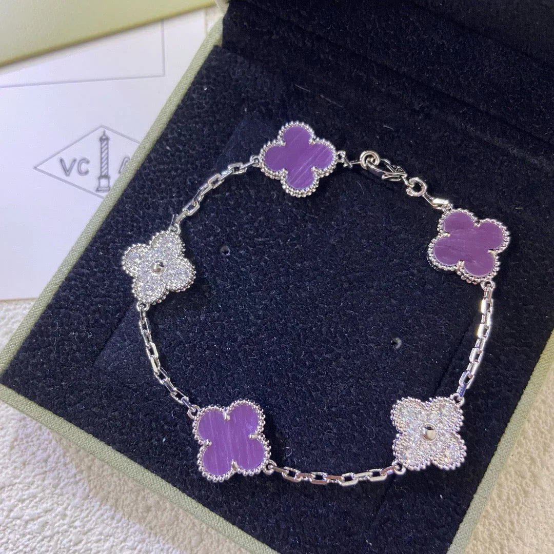 [Everoly JW]  CLOVER 5 MOTIF VIOLET BRACELET COLLECTION