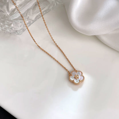 [Everoly JW]ラッキーホワイトモッププラムブロッサムネックレス