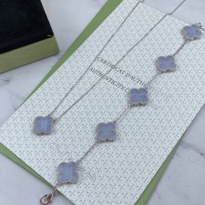 [Everoly JW]  CLOVER 5 MOTIF PURPLE CHALCEDONY BRACELET COLLECTION