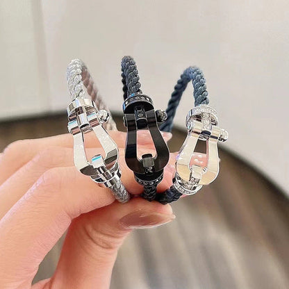 [Everoly JW]FORCE LARGE HORSESHOE FULL DIAMOND BRACELET SILVER