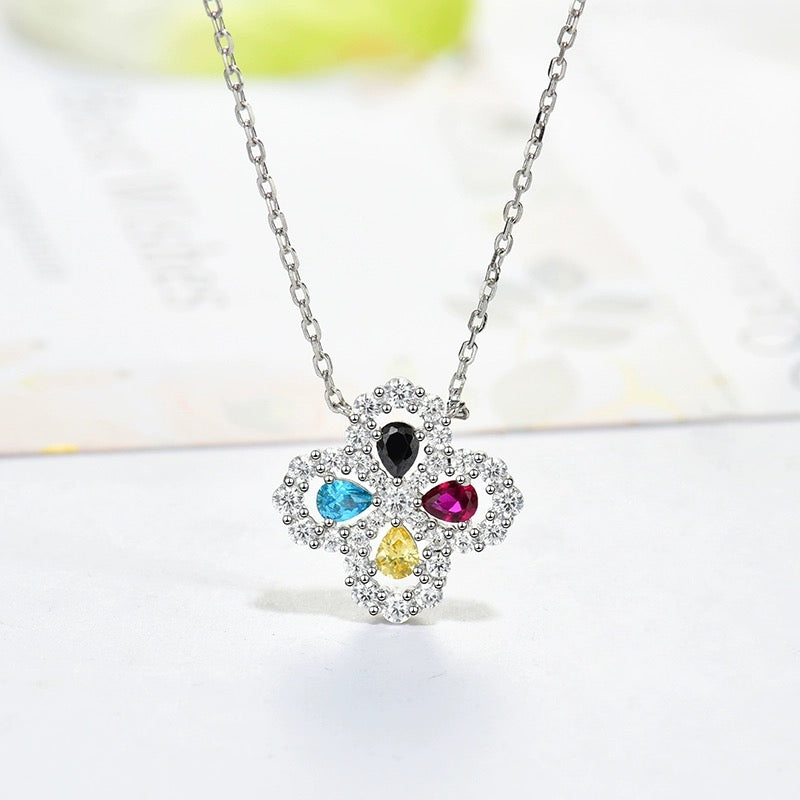 [Everoly JW]LOOP NECKLACE FULL MOTIF DIAMOND 16MM MULTIPLE COLORS