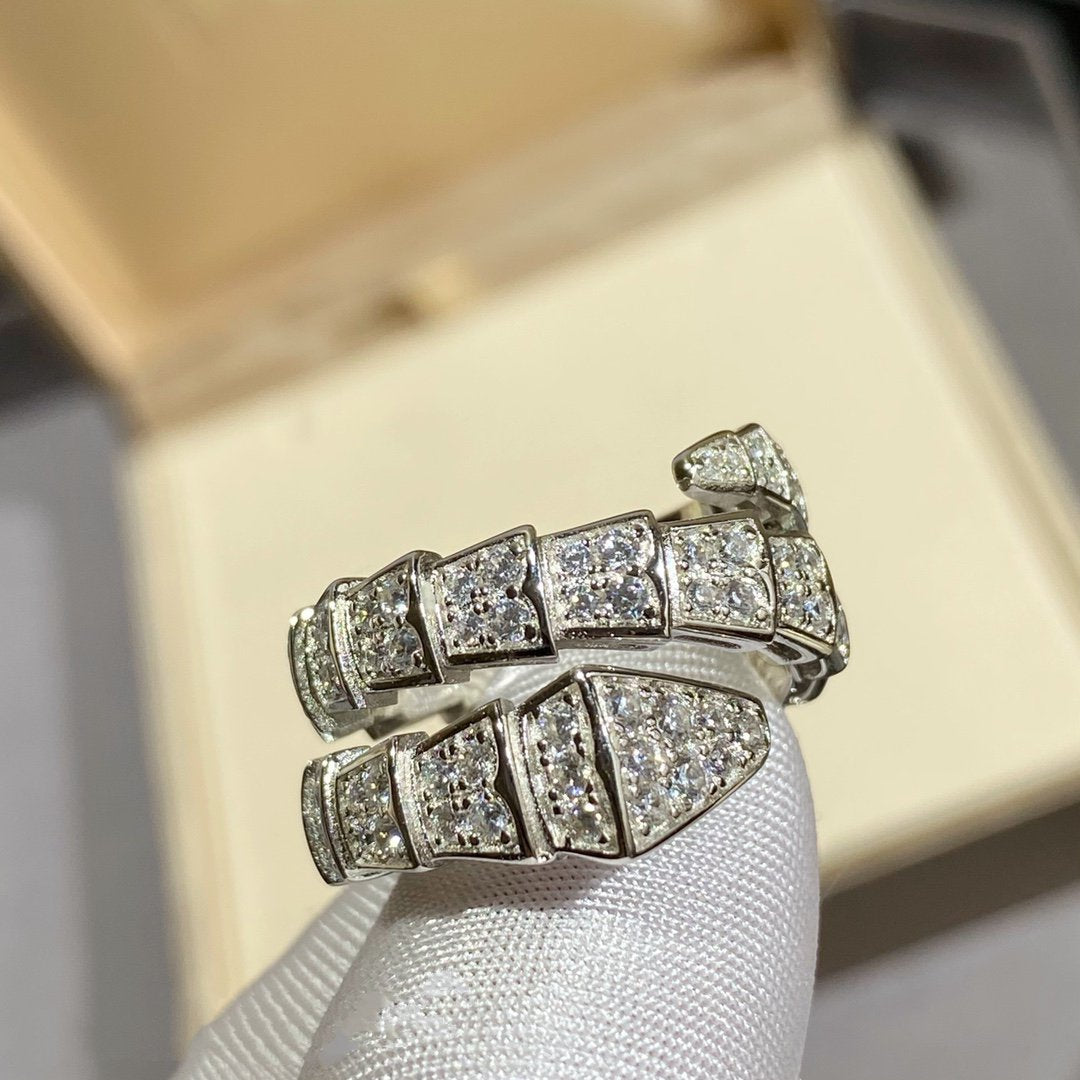 [Everoly JW]SERPENTI DOUBLE RING SILVER DIAMOND PAVED