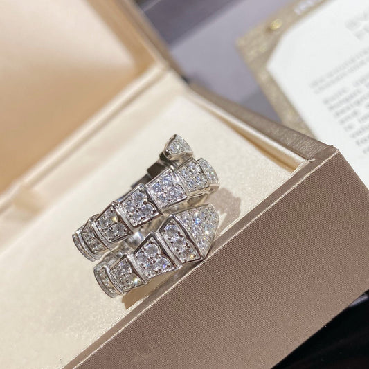 [Everoly JW]SERPENTI DOUBLE RING SILVER DIAMOND PAVED