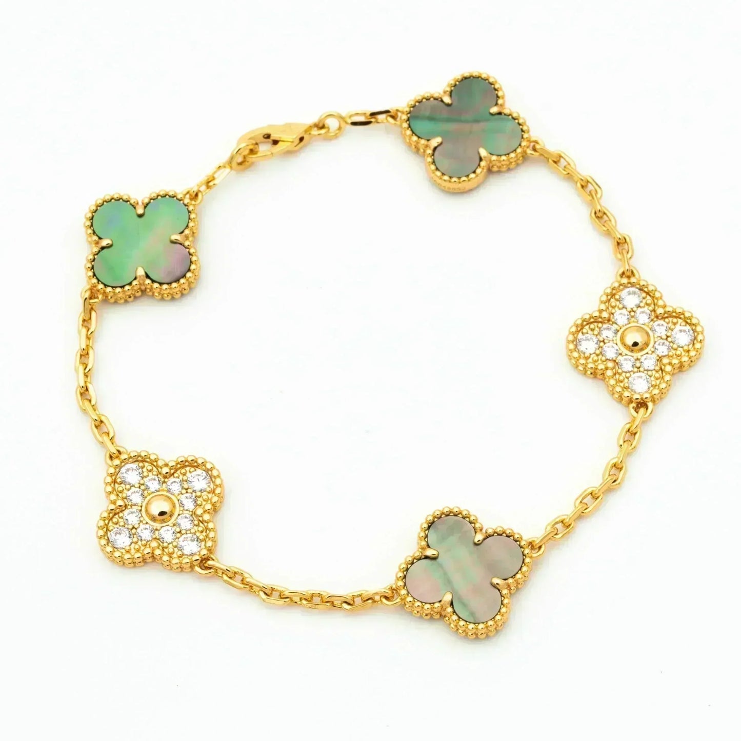 [Everoly JW]CLOVER 5 MOTIF GRAY MOP DIAMOND BRACELET